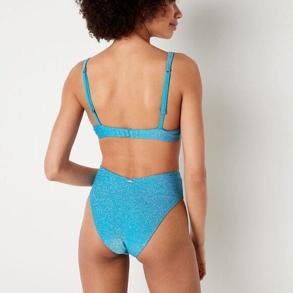 Victoria SecretPINK Shimmer High-Waist Cheeky Bikini Bottom Bright Marine SP Nwt - Picture 3 of 9